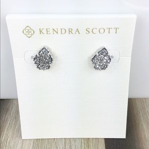 Kendra Scott Tessa platinum drusy silver earrings